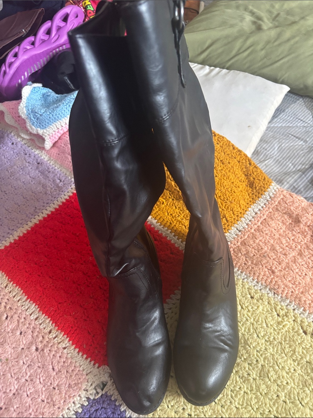 Women's Black Over-the-Knee Leather Boots